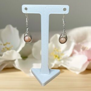 Wire Wrapped Peach Moonstone Earrings